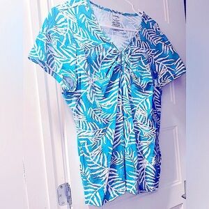NWOT George tropical blue/green&white summer short-sleeve tee for women 2X
